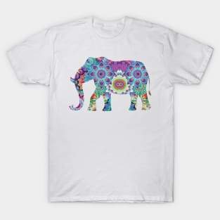 For elephants fans | Floral Multicolored Elephant T-Shirt